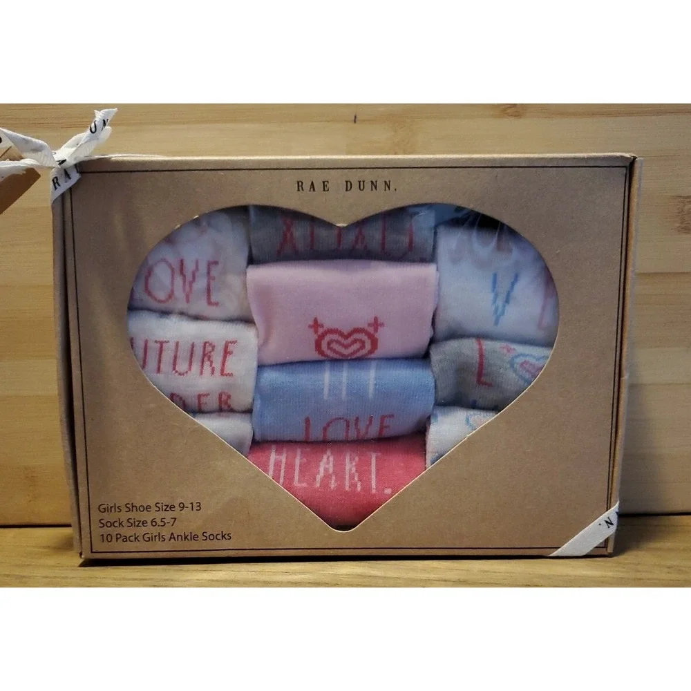 New Rae Dunn Girls Ankle Socks Pack of 10 Sock‎ Size 6.5-7 Shoe 9-13 Multicolor